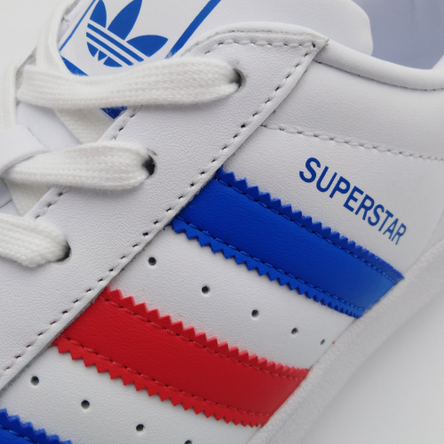 Adidas Superstar -Sneaker pelle bianca blu rossa شهد العسل