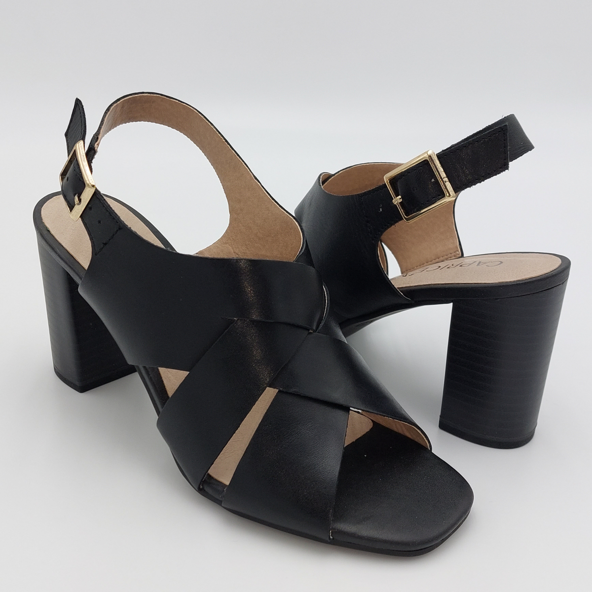 Caprice -Sandalo in pelle nera