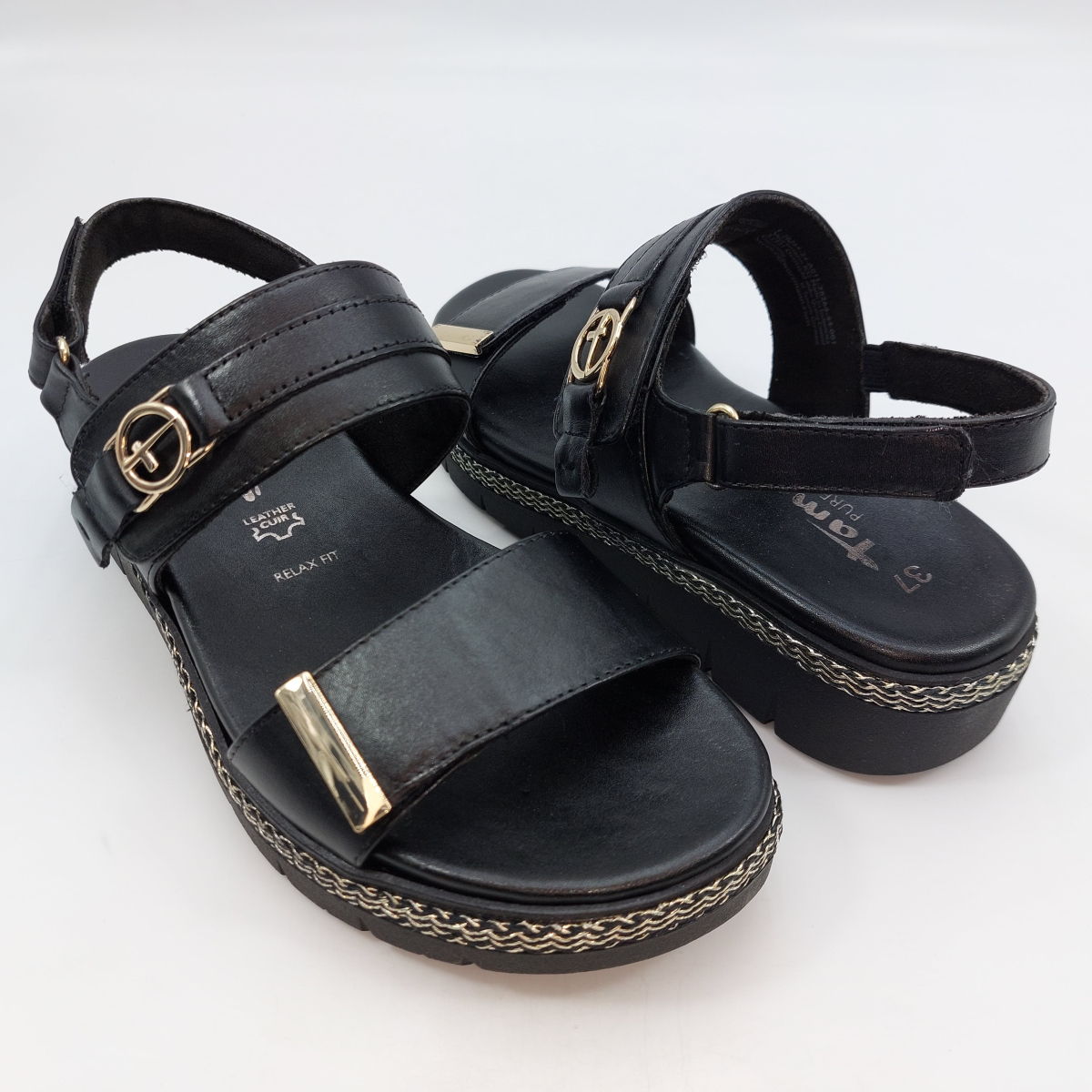 Tamaris -Sandalo strappi nero